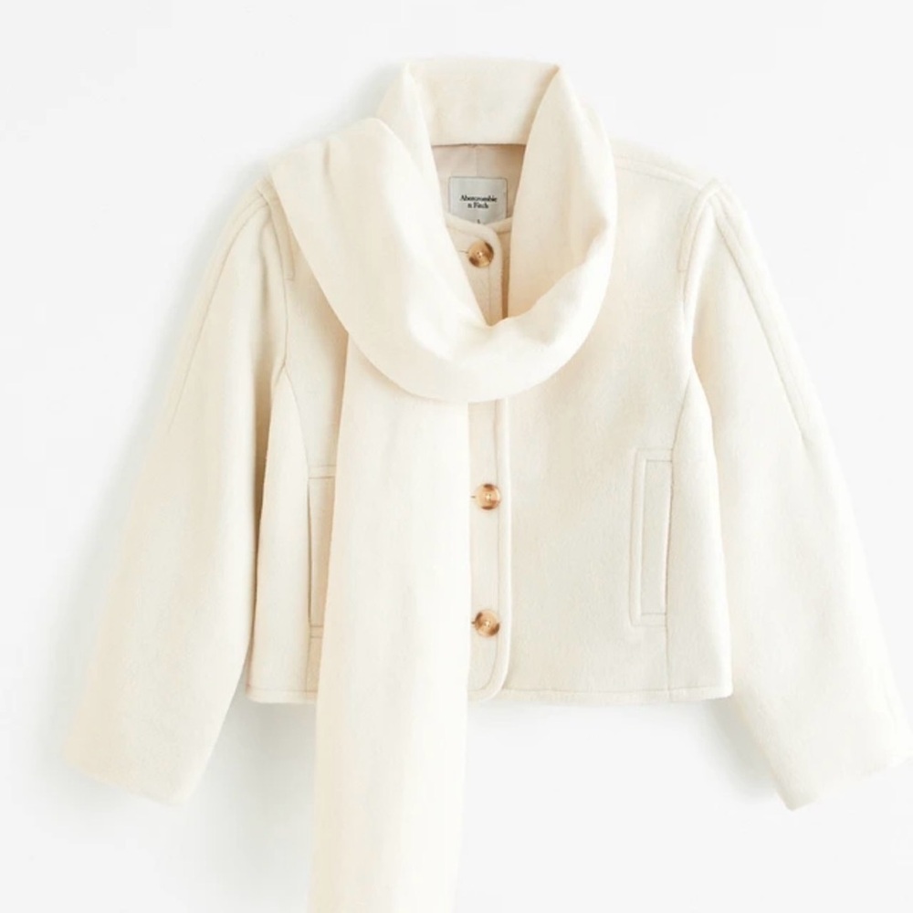 Abercrombie & Fitch Cream Pea Coat with Scarf